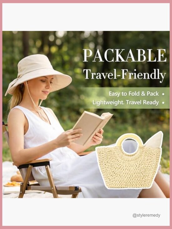 UPF 50+ Cotton Linen Wide Brim Sun Hat with Ponytail Hole